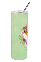 Load image into Gallery viewer, Basenji Green Flowers Double Walled Stainless Steel 20 oz Skinny Tumbler CK4275TBL20