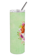 Load image into Gallery viewer, Basset Hound Green Flowers Double Walled Stainless Steel 20 oz Skinny Tumbler CK4276TBL20