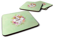 Load image into Gallery viewer, Beagle Green Flowers Coasters - Set of 4 Lightweight Foam, Absorbent Drink Coasters  CK4277FC