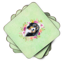 Load image into Gallery viewer, Bernese Mountain Dog Green Flowers Coasters - Set of 4 Lightweight Foam, Absorbent Drink Coasters  CK4278FC