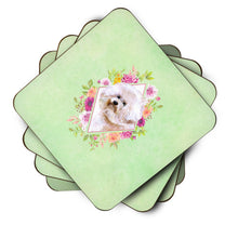 Load image into Gallery viewer, Bichon Fris? #1 Green Flowers Coasters - Set of 4 Lightweight Foam, Absorbent Drink Coasters  CK4279FC