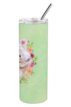 Load image into Gallery viewer, Bichon Frisé #1 Green Flowers Double Walled Stainless Steel 20 oz Skinny Tumbler CK4279TBL20