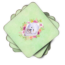 Load image into Gallery viewer, Bichon Fris? #2 Green Flowers Coasters - Set of 4 Lightweight Foam, Absorbent Drink Coasters  CK4280FC