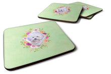Load image into Gallery viewer, Bichon Fris? #2 Green Flowers Coasters - Set of 4 Lightweight Foam, Absorbent Drink Coasters  CK4280FC
