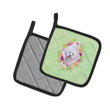Load image into Gallery viewer, Bichon Fris? #2 Green Flowers Pot Holders - Set of 2 - Heat-Resistant Kitchen Essentials CK4280PTHD