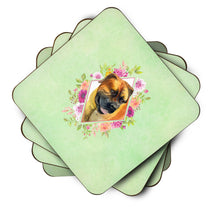 Load image into Gallery viewer, Borboel Mastiff Green Flowers Coasters - Set of 4 Lightweight Foam, Absorbent Drink Coasters  CK4281FC