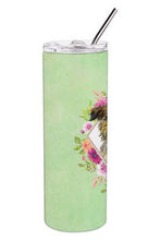 Load image into Gallery viewer, Brussels Griffon Green Flowers Double Walled Stainless Steel 20 oz Skinny Tumbler CK4283TBL20