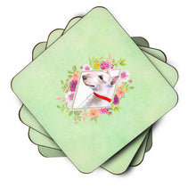 Load image into Gallery viewer, Bull Terrier Green Flowers Coasters - Set of 4 Lightweight Foam, Absorbent Drink Coasters  CK4284FC