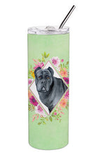 Load image into Gallery viewer, Cane Corso Green Flowers Double Walled Stainless Steel 20 oz Skinny Tumbler CK4285TBL20