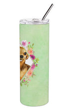 Load image into Gallery viewer, Chihuahua #1 Green Flowers Double Walled Stainless Steel 20 oz Skinny Tumbler CK4288TBL20