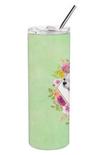 Load image into Gallery viewer, Chihuahua #2 Green Flowers Double Walled Stainless Steel 20 oz Skinny Tumbler CK4289TBL20