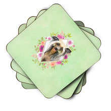 Load image into Gallery viewer, Chinese Crested Green Flowers Coasters - Set of 4 Lightweight Foam, Absorbent Drink Coasters  CK4290FC