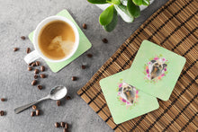 Load image into Gallery viewer, Chinese Crested Green Flowers Coasters - Set of 4 Lightweight Foam, Absorbent Drink Coasters  CK4290FC