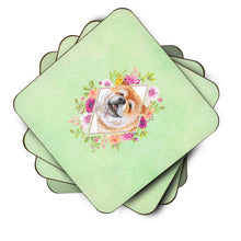 Load image into Gallery viewer, Chow Chow #2 Green Flowers Coasters - Set of 4 Lightweight Foam, Absorbent Drink Coasters  CK4292FC