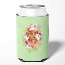 Load image into Gallery viewer, Dachshund Red #2 Green Flowers Can or Bottle Hugger CK4295CC