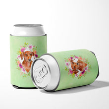 Load image into Gallery viewer, Dachshund Red #2 Green Flowers Can or Bottle Hugger CK4295CC