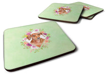 Load image into Gallery viewer, Dachshund Red #2 Green Flowers Coasters - Set of 4 Lightweight Foam, Absorbent Drink Coasters  CK4295FC