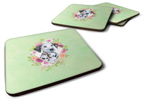Load image into Gallery viewer, Dalmatian Puppy Green Flowers Coasters - Set of 4 Lightweight Foam, Absorbent Drink Coasters  CK4296FC
