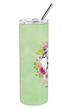 Load image into Gallery viewer, Dalmatian Green Flowers Double Walled Stainless Steel 20 oz Skinny Tumbler CK4297TBL20