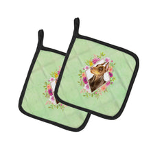 Load image into Gallery viewer, Doberman Pinscher Green Flowers Pot Holders - Set of 2 - Heat-Resistant Kitchen Essentials CK4298PTHD