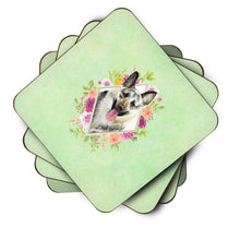 Load image into Gallery viewer, Eastern German Shepherd Green Flowers Coasters - Set of 4 Lightweight Foam, Absorbent Drink Coasters  CK4299FC