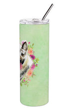 Load image into Gallery viewer, Eastern German Shepherd Green Flowers Double Walled Stainless Steel 20 oz Skinny Tumbler CK4299TBL20