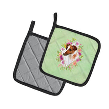 Load image into Gallery viewer, Jack Russell Terrier Green Flowers Pot Holders - Set of 2 - Heat-Resistant Kitchen Essentials CK4301PTHD