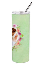 Load image into Gallery viewer, Jack Russell Terrier Green Flowers Double Walled Stainless Steel 20 oz Skinny Tumbler CK4301TBL20