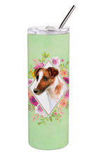 Load image into Gallery viewer, Jack Russell Terrier Green Flowers Double Walled Stainless Steel 20 oz Skinny Tumbler CK4301TBL20