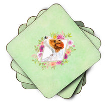 Load image into Gallery viewer, Jack Russell Terrier #2 Green Flowers Coasters - Set of 4 Lightweight Foam, Absorbent Drink Coasters  CK4302FC
