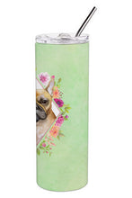 Load image into Gallery viewer, Fawn French Bulldog Green Flowers Double Walled Stainless Steel 20 oz Skinny Tumbler CK4304TBL20