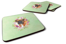 Load image into Gallery viewer, German Boxer Green Flowers Coasters - Set of 4 Lightweight Foam, Absorbent Drink Coasters  CK4305FC
