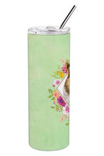 Load image into Gallery viewer, German Shepherd #1 Green Flowers Double Walled Stainless Steel 20 oz Skinny Tumbler CK4306TBL20