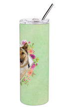 Load image into Gallery viewer, German Shepherd #1 Green Flowers Double Walled Stainless Steel 20 oz Skinny Tumbler CK4306TBL20