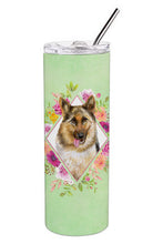 Load image into Gallery viewer, German Shepherd #1 Green Flowers Double Walled Stainless Steel 20 oz Skinny Tumbler CK4306TBL20