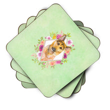 Load image into Gallery viewer, German Shepherd #2 Green Flowers Coasters - Set of 4 Lightweight Foam, Absorbent Drink Coasters  CK4307FC
