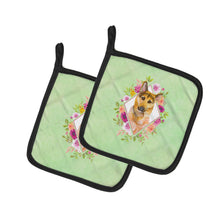 Load image into Gallery viewer, German Shepherd #2 Green Flowers Pot Holders - Set of 2 - Heat-Resistant Kitchen Essentials CK4307PTHD