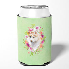 Load image into Gallery viewer, Red Siberian Husky Green Flowers Can or Bottle Hugger CK4308CC
