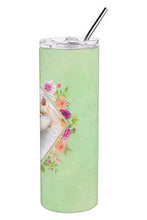Load image into Gallery viewer, Red Siberian Husky Green Flowers Double Walled Stainless Steel 20 oz Skinny Tumbler CK4308TBL20