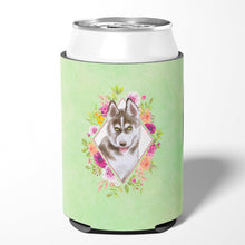 Load image into Gallery viewer, Siberian Husky #2 Green Flowers Can or Bottle Hugger CK4312CC