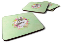 Load image into Gallery viewer, Siberian Husky #2 Green Flowers Coasters - Set of 4 Lightweight Foam, Absorbent Drink Coasters  CK4312FC