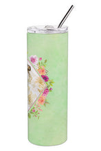 Load image into Gallery viewer, Irish Wolfhound Green Flowers Double Walled Stainless Steel 20 oz Skinny Tumbler CK4313TBL20