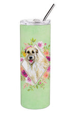 Load image into Gallery viewer, Irish Wolfhound Green Flowers Double Walled Stainless Steel 20 oz Skinny Tumbler CK4313TBL20