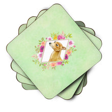 Load image into Gallery viewer, Italian Greyhound Green Flowers Coasters - Set of 4 Lightweight Foam, Absorbent Drink Coasters  CK4314FC