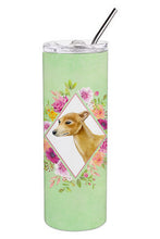 Load image into Gallery viewer, Italian Greyhound Green Flowers Double Walled Stainless Steel 20 oz Skinny Tumbler CK4314TBL20