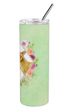 Load image into Gallery viewer, Italian Greyhound Green Flowers Double Walled Stainless Steel 20 oz Skinny Tumbler CK4314TBL20
