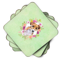 Load image into Gallery viewer, Jack Russell Terrier #1 Green Flowers Coasters - Set of 4 Lightweight Foam, Absorbent Drink Coasters  CK4315FC