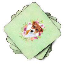 Load image into Gallery viewer, Jack Russell Terrier #2 Green Flowers Coasters - Set of 4 Lightweight Foam, Absorbent Drink Coasters  CK4316FC