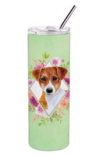 Load image into Gallery viewer, Jack Russell Terrier #2 Green Flowers Double Walled Stainless Steel 20 oz Skinny Tumbler CK4316TBL20
