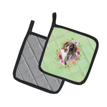 Load image into Gallery viewer, German Shorthaired Pointer Green Flowers Pot Holders - Set of 2 - Heat-Resistant Kitchen Essentials CK4317PTHD